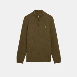 Lyle & Scott Ribbed Quarter Zip Jumper Olive Marl