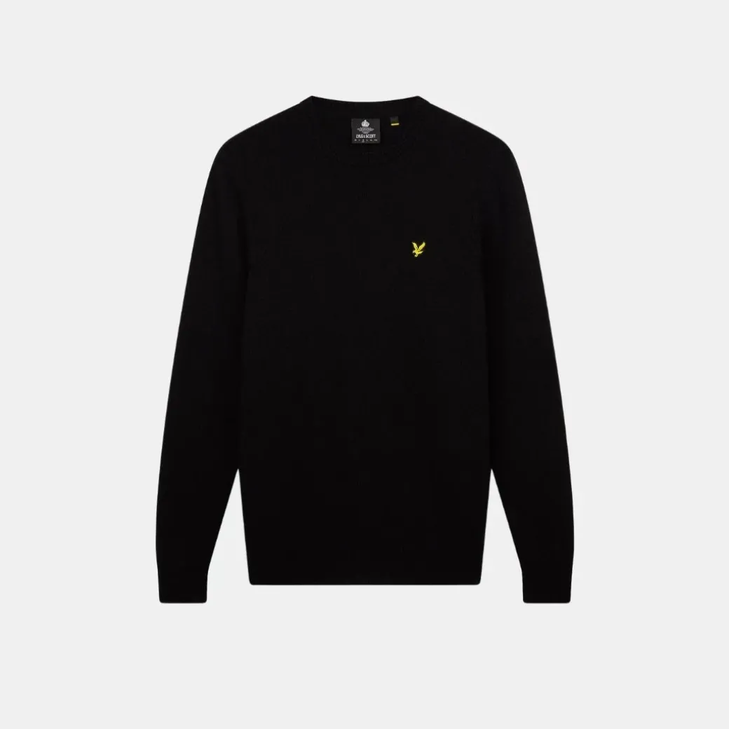 Lyle & Scott Shoulder Detail Crew Neck Knit Jet Black