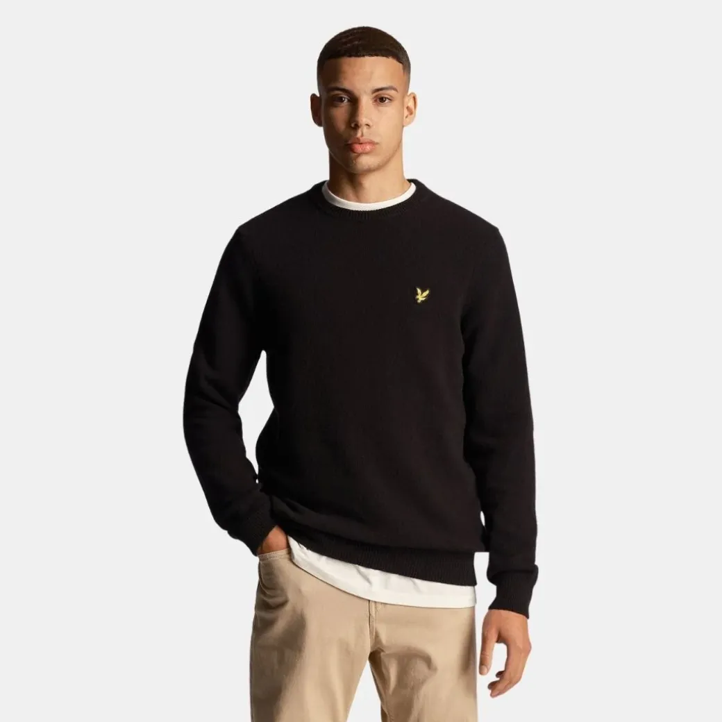 Lyle & Scott Shoulder Detail Crew Neck Knit Jet Black