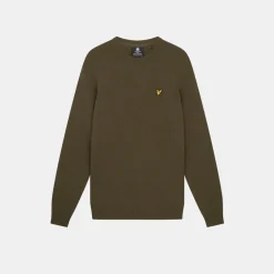 Lyle & Scott Shoulder Detail Crew Neck Knit Olive