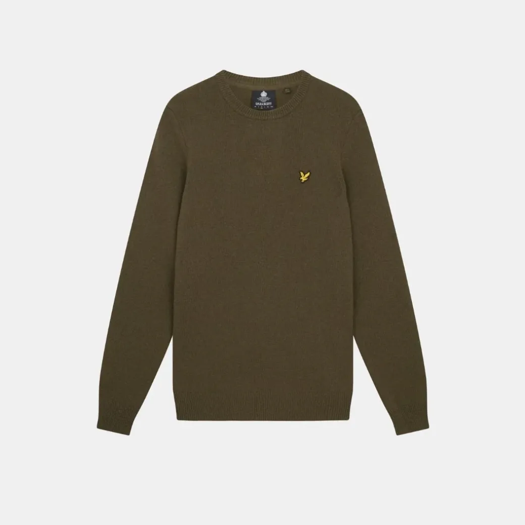 Lyle & Scott Shoulder Detail Crew Neck Knit Olive