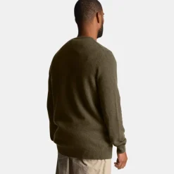 Lyle & Scott Shoulder Detail Crew Neck Knit Olive