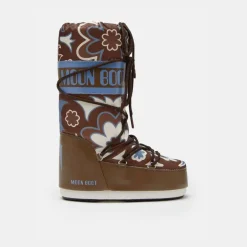 Moon Boot Icon Flower Print Brown Elephant Grey