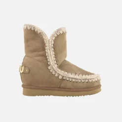 Mou Eskimo Inner Wedge Short Big Letter Metallic Logo Pink Brown