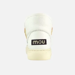 Mou Eskimo Sneaker Bold Rainbow Stitching Nubuck True White