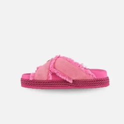 Mou Eva Sandal Criss Cross Rope Sandal Recycled Canvas Fuxia