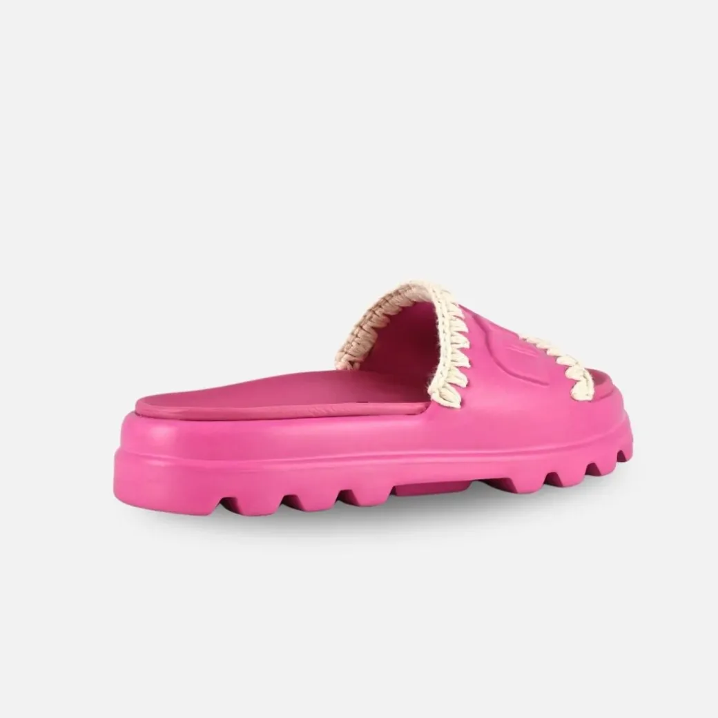 Mou Eva Sandal One Piece Slide Fuxia Floral