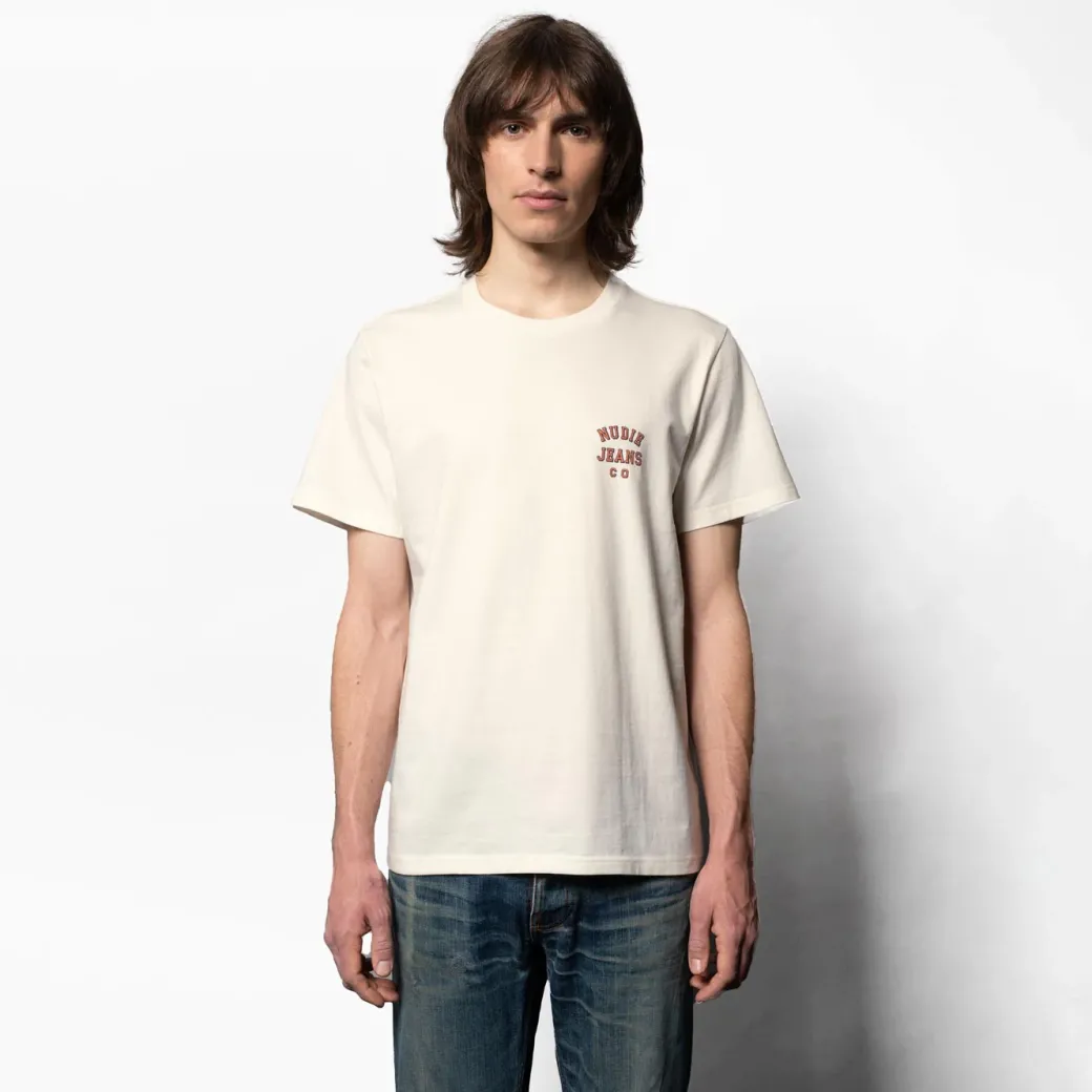 Nudie Jeans Co Roy Logo Tee Off White