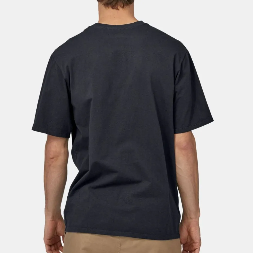 Patagonia Men's Line Logo Ridge Stripe Organic Pocket T-Shirt Black