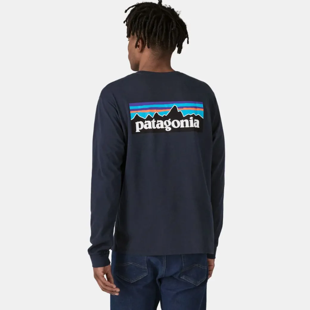 Patagonia Men's P-6 Logo Responsibili Long-Sleeved T-Shirt New Navy