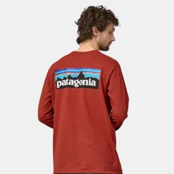 Patagonia Men's P-6 Logo Responsibili Long-Sleeved T-Shirt Burl Red
