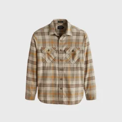 Pendleton Burnside Shirt Tan Brown Grey Plaid