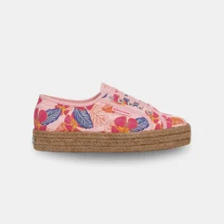 Superga Women's 2730 Rope Hibiscus Flower Print Pink Fuchsia