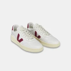 Veja Women's V-90 Leather Extra White Marsala