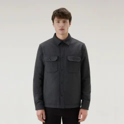Woolrich Alaskan Wool Overshirt Men's Charcoal Melange