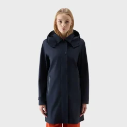 Woolrich High Tech Nylon Trench Women's Melton Blue