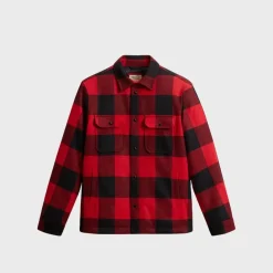 Woolrich Men's Alaskan Padded Overshirt in Checked Italian Wool Blend