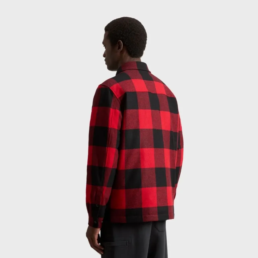 Woolrich Men's Alaskan Padded Overshirt in Checked Italian Wool Blend