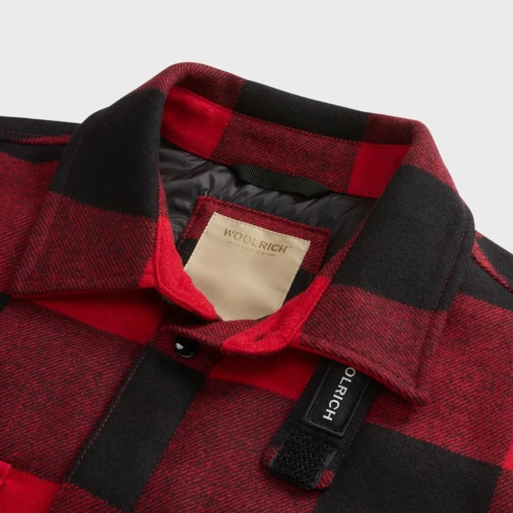 Woolrich Men's Alaskan Padded Overshirt in Checked Italian Wool Blend