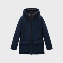 Woolrich Men's Parka In Tech Softshell Melton Blue