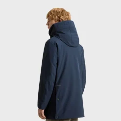 Woolrich Men's Parka In Tech Softshell Melton Blue