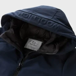 Woolrich Men's Parka In Tech Softshell Melton Blue