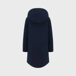 Woolrich Women's Firth Down Hooded Trench Melton Blue